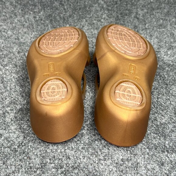 Crocs Isabella Sandals Womens Size 6 Brown Gold Jelly Mini Wedge Slide Flip Flop - Picture 9 of 10